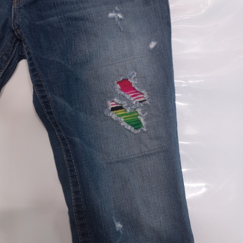 True Religion Womens 29 Serape Patch Distressed Straight Leg Jeans Made in USA - Picture 2 of 9